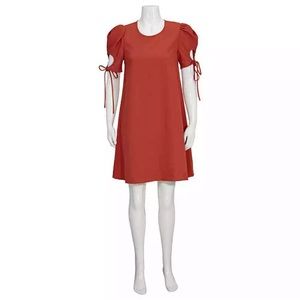 See by Chloe Womens Red Crepe Ruched Casual Shift Dress   Size 36 -Small